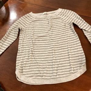 Loft Grey Striped Sweater Size Large